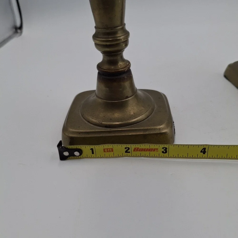 Vintage Solid Brass Candlestick Holders Pair 7.75